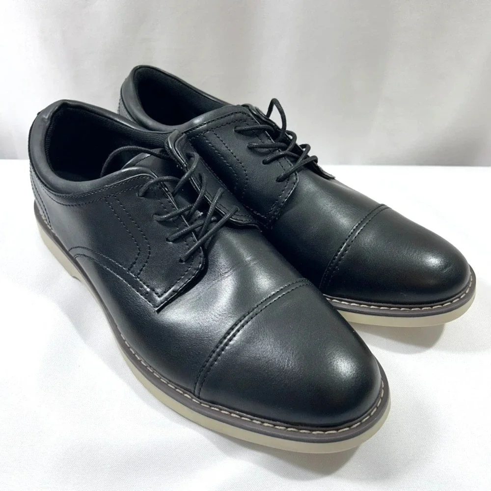 Alfani Theo Leather Oxford Dress Men's Shoes Black 11.5M Cap Toe‎ Lace-Up